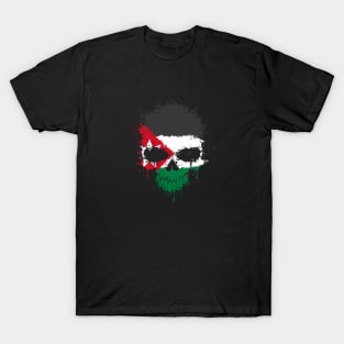 Chaotic Jordanian Flag Splatter Skull T-Shirt